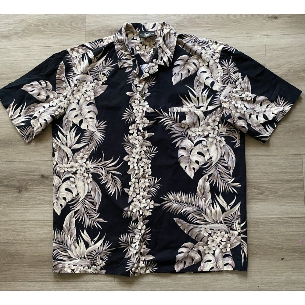 Vintage Royal Creations Mens L Hawaiian Shirt Made in Hawaii Floral Aloha Blue